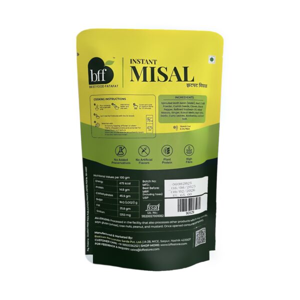 BFF  Instant Misal - No Onion, No Garlic | Instant Misal 375g (75g x 5) | Ready To Eat Breakfast Mix, Spicy & Flavorful, Perfect for Busy Mornings - Image 2